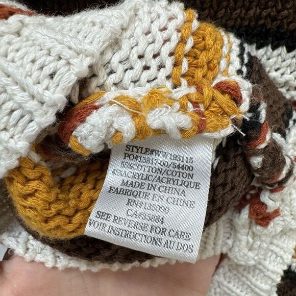 White crow Sweater Women  XS Crop Stripes Fall Autumn Boho Cottage Cotton blend - Picture 4 of 4